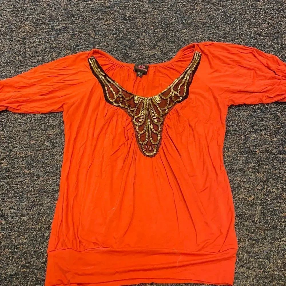 2N BEBE Burnt Orange Sequenced Top sz. S